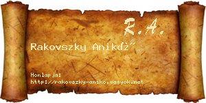 Rakovszky Anikó névjegykártya